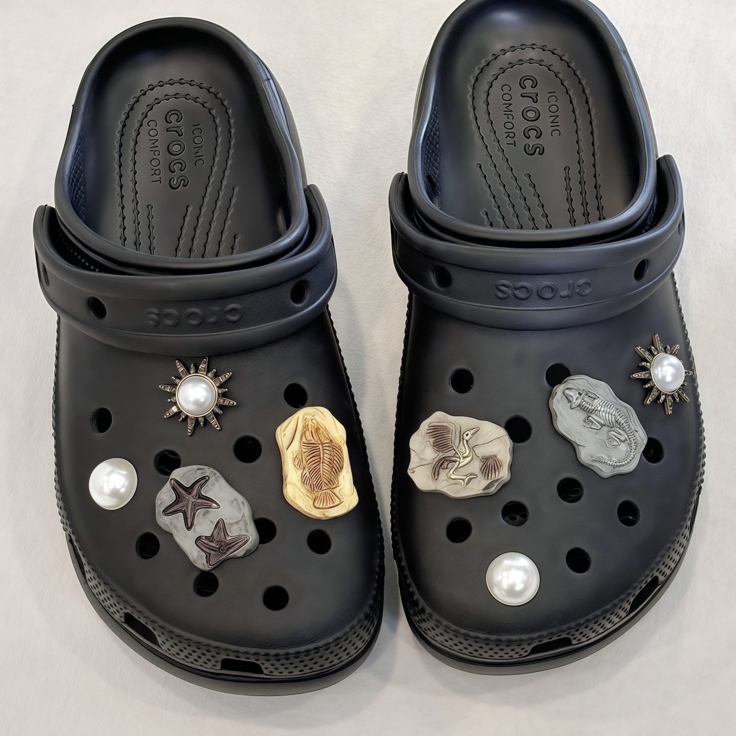Mkop洞洞鞋配饰高级感鞋扣配件恐龙化石鞋花卡扣适配Crocs/Cross