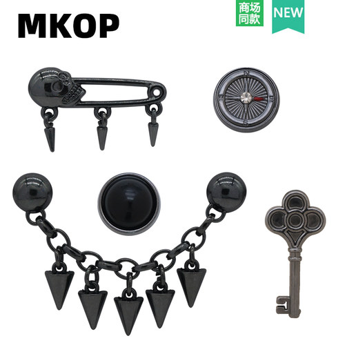 Mkop洞洞鞋配饰金属朋克链条鞋花
