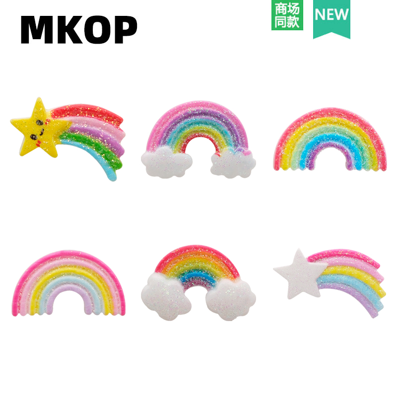 Mkop洞洞鞋配饰彩虹五角星鞋花