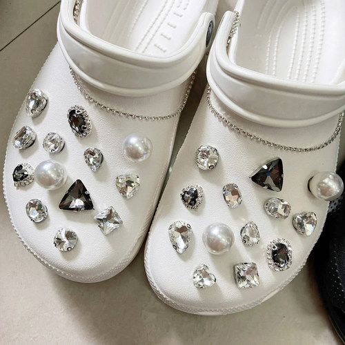 Mkop洞洞鞋配饰水晶钻石套装鞋花