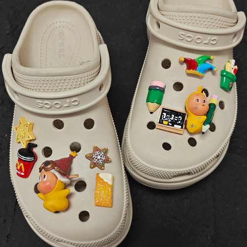 Mkop洞洞鞋配饰diy高级感鞋扣配件星星人画家鞋花适配Crocs/Cross