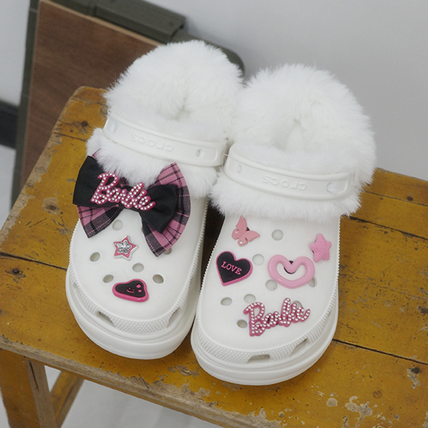 Mkop洞洞鞋内胆毛绒鞋套棉厨师鞋适配卡骆驰Cross/Crocs云朵泡芙