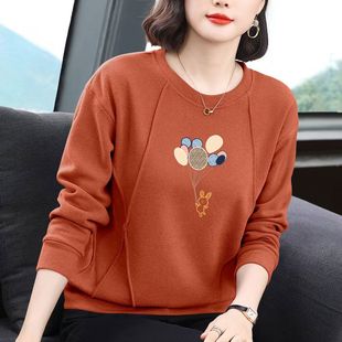 精品珠地棉卫衣女新款时尚韩版春秋季宽松显瘦百搭短款圆领上衣服