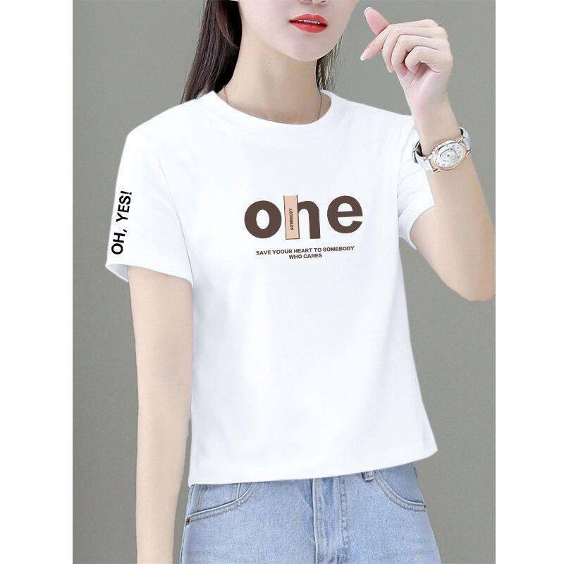 夏季短款纯棉短袖高腰T恤女时尚新款洋气韩版百搭小个子休闲上衣
