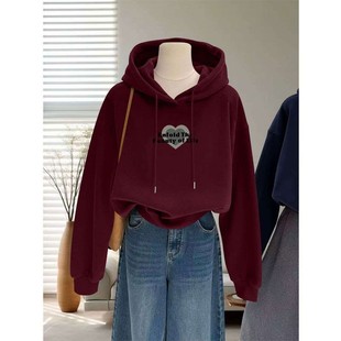 秋冬纯棉爆款加绒加厚连帽短款卫衣女韩版洋气百搭小个子保暖上衣
