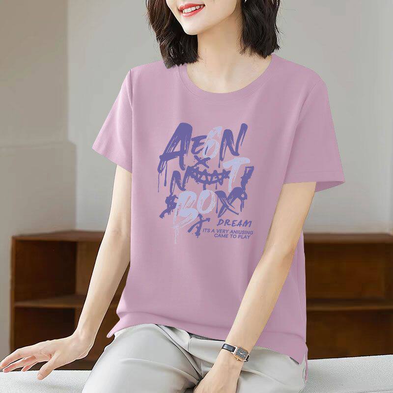 开叉设计感短袖纯棉时尚t恤女