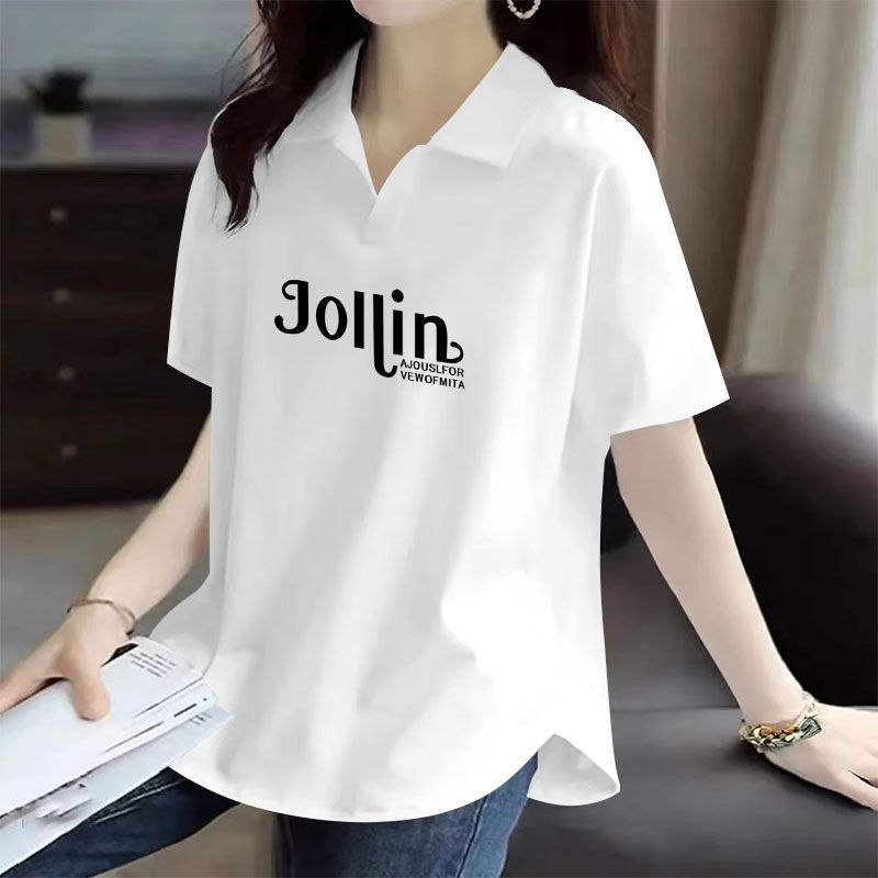 纯棉大码女士短袖t恤夏季polo衫新款韩版大码百搭洋气休闲上衣ins