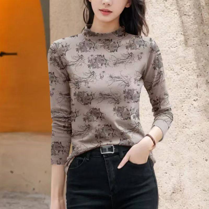 半高领时尚德绒打底衫T恤女