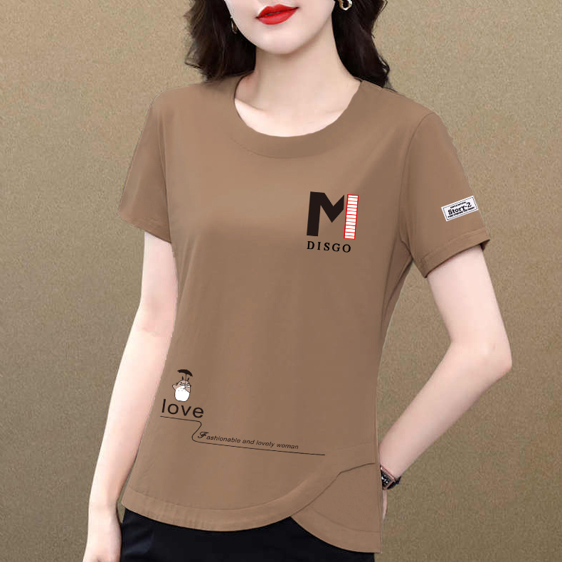 夏季100%纯棉短袖T恤女士气质时尚韩版宽松显瘦不规则设计感上衣