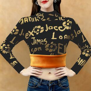 秋冬半高领加绒加厚保暖打底衫卫衣女时尚洋气减龄妈妈装大码上衣