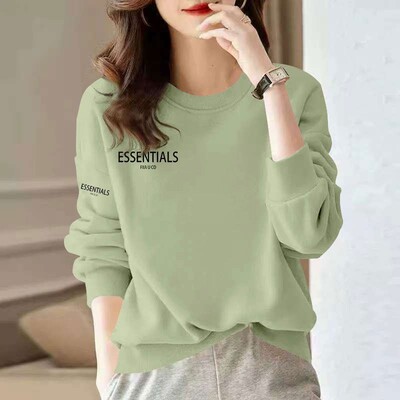 春秋抹茶绿纯棉长袖卫衣