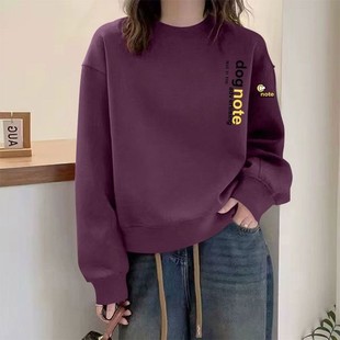 春秋新款纯棉短款圆领卫衣女韩版洋气潮流百搭小个子宽松显瘦上衣