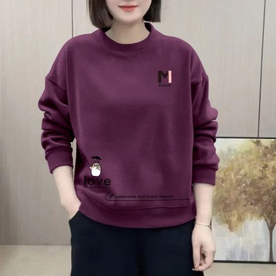 华棉圆领长袖卫衣女秋冬女装减龄