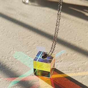 毕业礼物太阳捕手棱光镜钥匙扣水晶挂件彩色水晶光学玻璃项链挂链