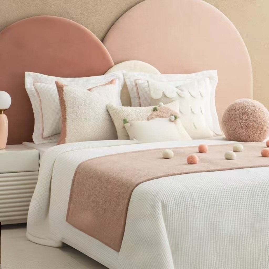 样板间女孩房床品摆设粉色公主风多件套家居展厅儿童床上用品软装