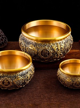 23cm全铜实心金蟾聚宝盆开业家居