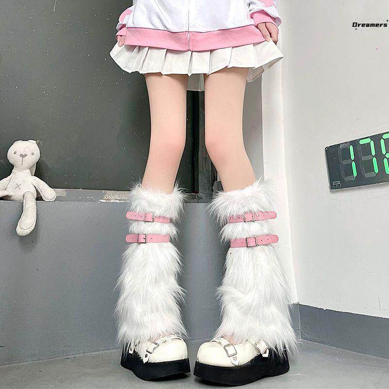 少女粉皮扣保暖腿套中筒jk辣堆堆