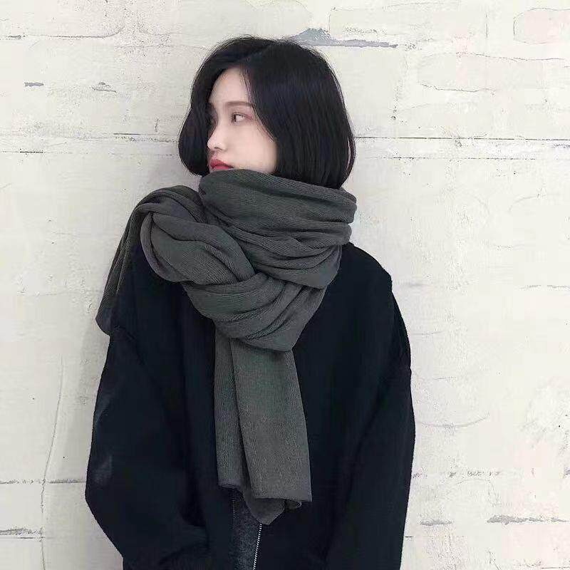 情侣纯色针织高级围巾女秋冬季加厚保暖学生软妹围脖男百搭披厂家