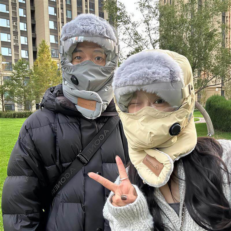 冬季骑电动车帽子保暖防寒骑行上班通勤骑车防雨挡风帽子围脖厂家