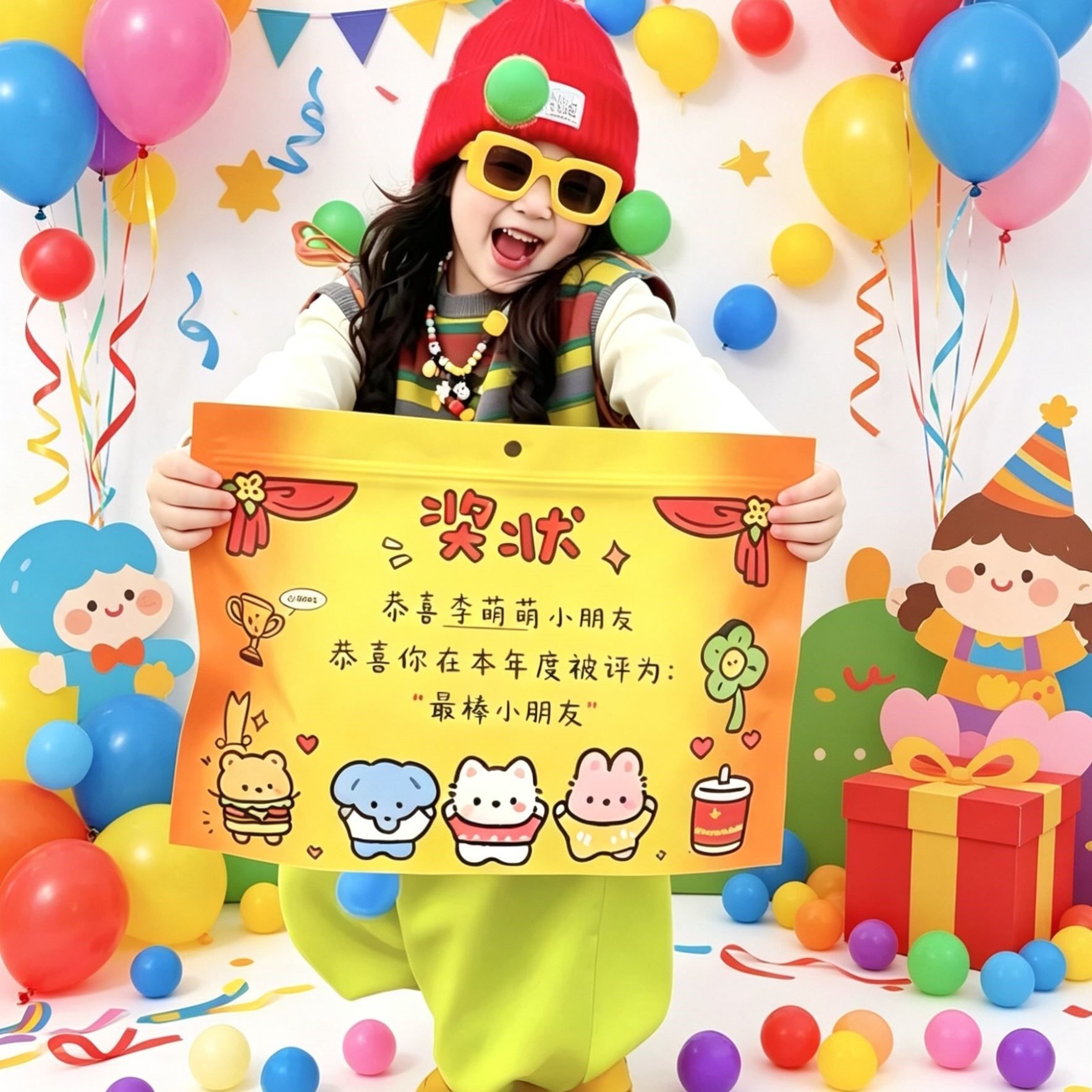 儿童节奖状自封礼袋可写名字