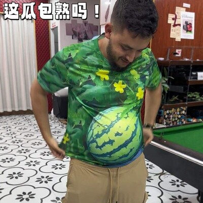 西瓜短袖3D立体大肚子搞笑T恤