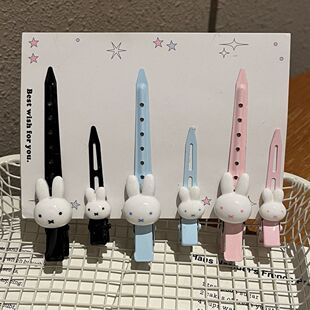 可爱米菲兔鸭嘴夹少女碎发侧边刘海夹超仙ins简约卡通一字夹发卡