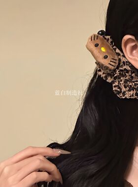 野心家原创韩系时髦豹纹kitty香蕉夹高马尾抓夹发卡