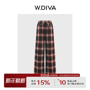 休闲裤 100棉显瘦百搭休闲格纹直筒裤 格纹 女53K182433 经典