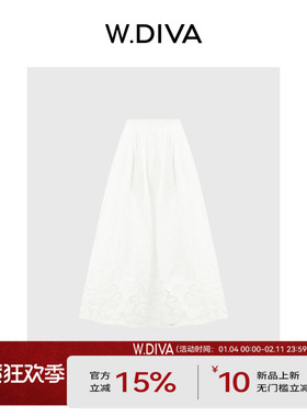 魏老板【安念】春季100棉欧若风松紧高腰镂空花边半身裙51K21156