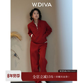 W.Diva 54D11337 卫衣休闲裤 口碑套装 秋冬半拉链POLO领休闲套装