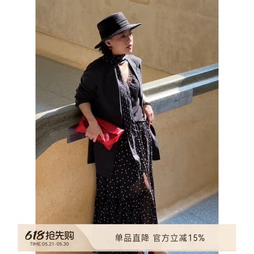 波点花色大摆裙子A字版型半身裙