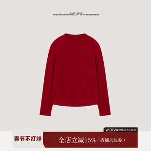 W.Diva【简绒】舒适感字母刺绣领长袖T恤打底衫-周五 20:00上新