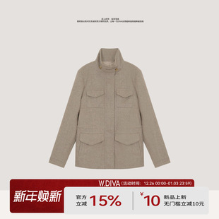 多口袋浅米毛呢外套53C18285 羊毛牦牛绒秋冬新款 W.Diva 旅行者