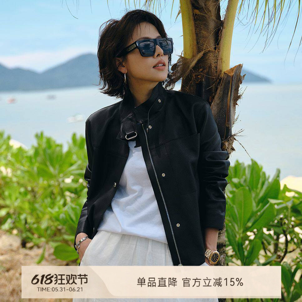 魏老板夏季新品新西兰进口柔软羊皮爱玛港风复古痞帅立领箱型皮衣