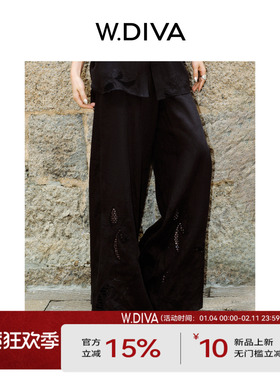 魏老板【静界】100汉麻阔腿裤复古国风休闲刺绣绣花长裤51K181213