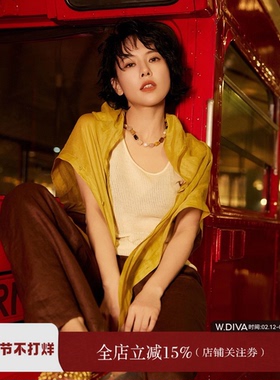 魏老板【晨昏线】PBT弹力长丝镂空百搭假日U领针织上衣52Z242187