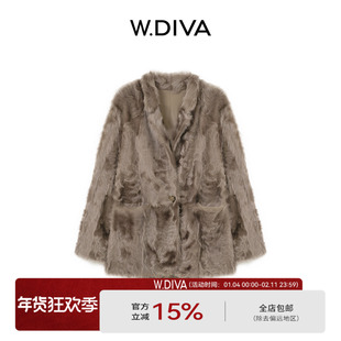 【慕斯绒光】亮泽丝滑单扣西装款小湖羊皮草老钱风54C242737