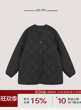 【克轻】羊皮3M棉休闲松弛感菱格纹衍缝无领棉服54C053312