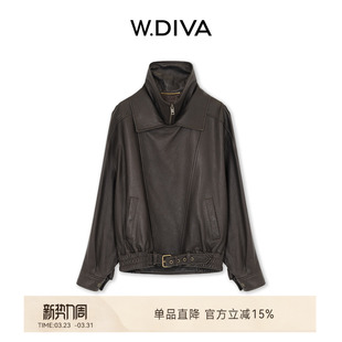 西班牙进口绵羊皮MANG廓形拉链皮衣53C162845 蒸汽骑士