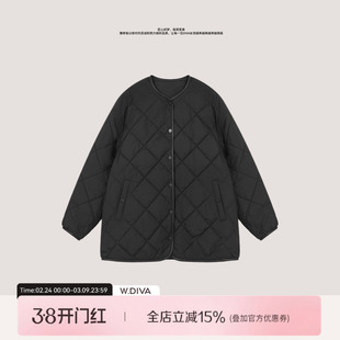 【克轻】羊皮3M棉休闲松弛感菱格纹衍缝无领棉服54C053312