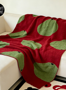 MUYI HOME青苹果半边绒毛毯新年红色毯子客厅沙发毯盖毯午睡毯