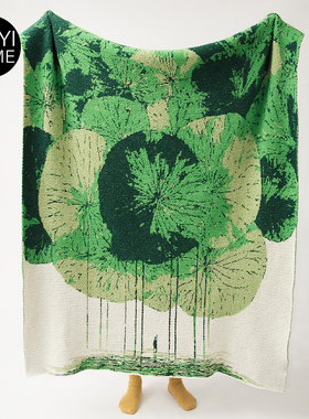 MUYI HOME盛夏荷韵软绵绵毛毯客厅沙发毯空调毯盖毯高档时尚毯子