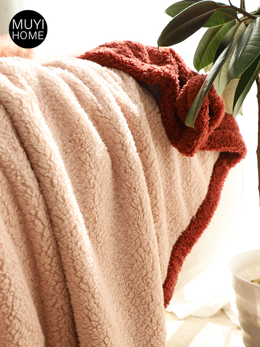 秋冬双层加厚软绵绵羊羔绒毛毯毛绒盖毯纯色加绒沙发毯床单盖被子
