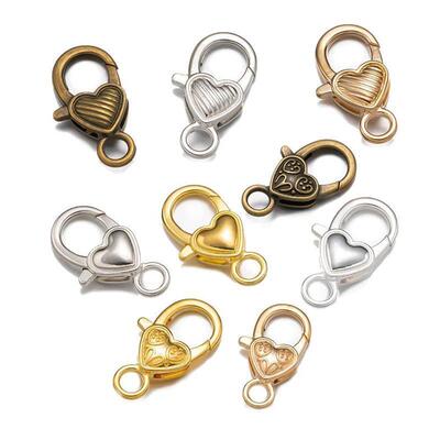 10pcs Heart Lobster Clasp Hook Carabiner for DIY Keychain Je