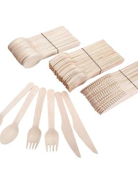 50pcs/150pcs Disposable Wooden Cutlery Forks/Spoons/Cutters