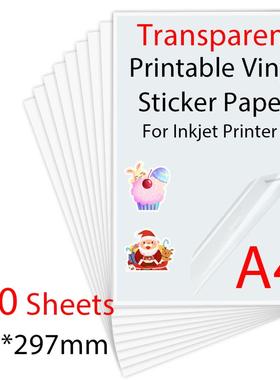 100Sheets A4 Transparent Printable Vinyl Sticker Paper 210*2