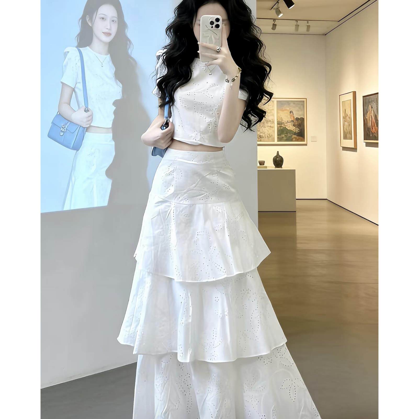 夏装搭配一整套法式气质温柔风高级感独特绝美上衣半身裙两件式套