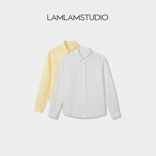 “素简麻逸”100%亚麻纯色静奢老钱风翻领衬衫 LAMLAM L260410S