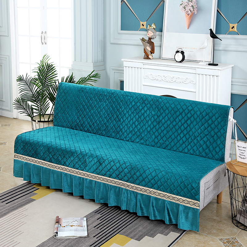 折叠沙发垫简易沙发床罩套绒布防滑加厚连体沙发坐垫盖巾通用简约
