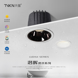 洛晖防水筒灯暗装 卫生间浴室厨房淋浴间湿区铝扣板透镜黑杯防眩雾